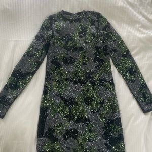 zara sequin camo dress